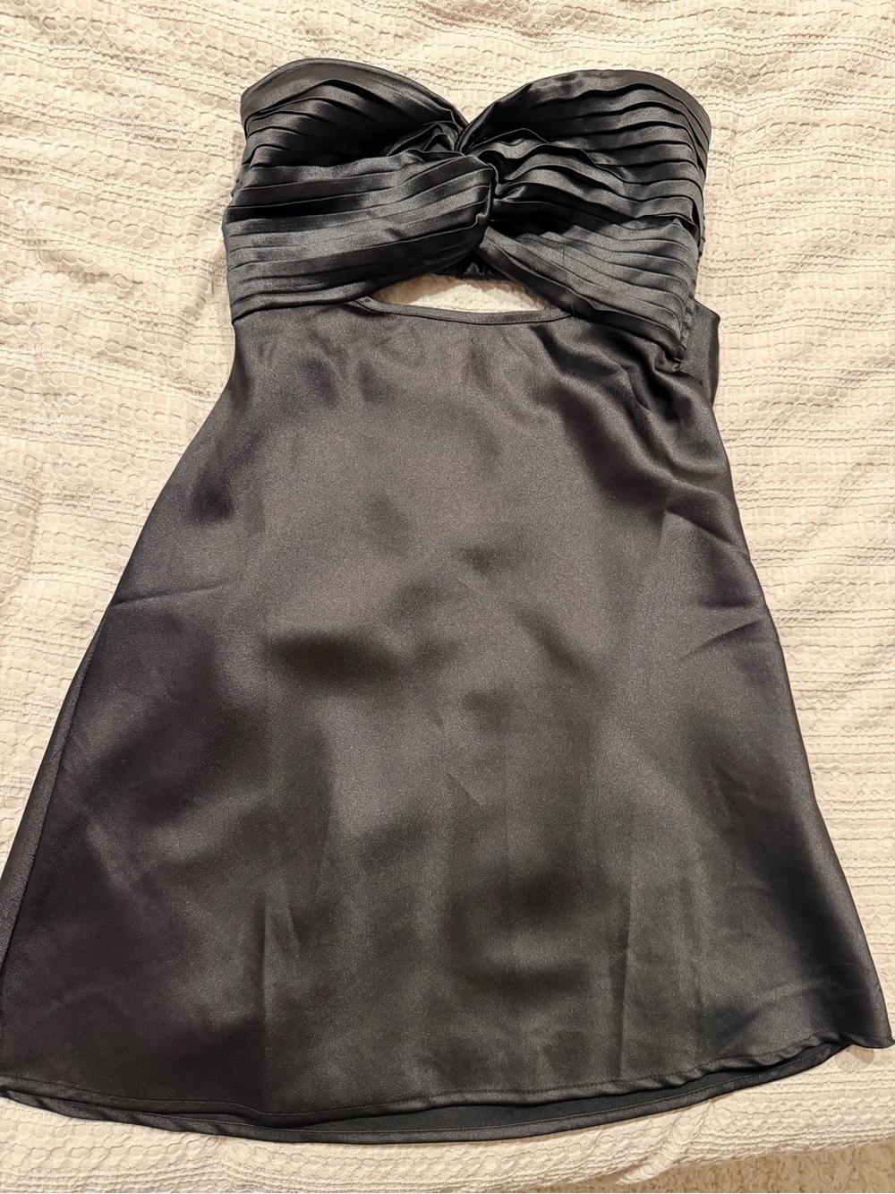 Princess Polly Black Satin Cutout Strapless Mini Dress Size 6